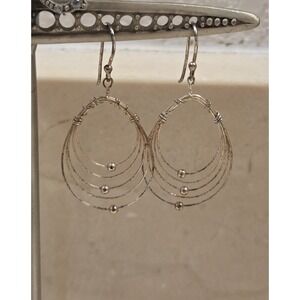IBB THAILAND 925 STERLING SILVER MULTIPLE SATELLITE DANGLE EARRINGS 1.5"